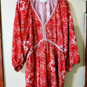 Suzanne Betro Peach and Rust Blouse 3X